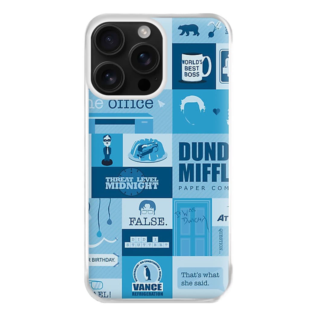 Office Blue Patchwork Phone Case