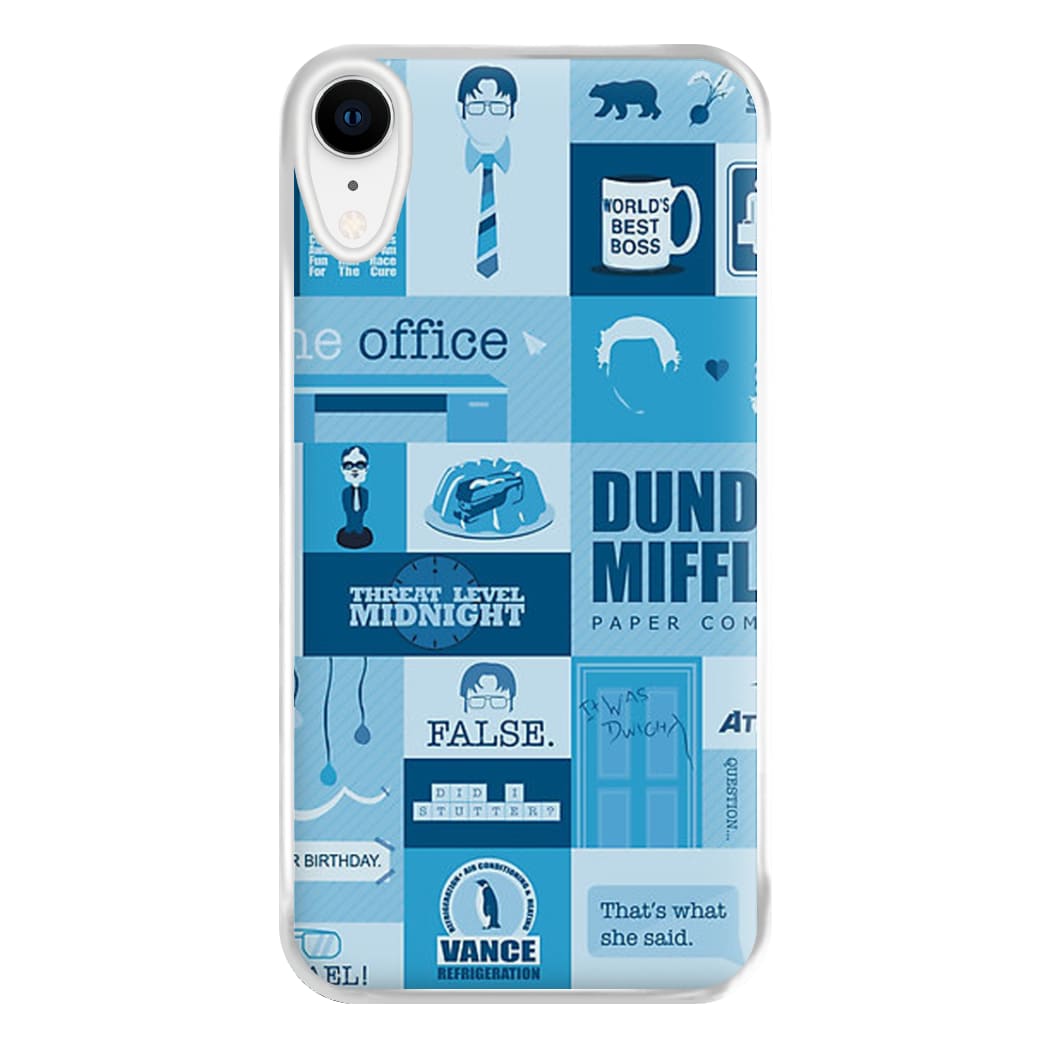 Office Blue Patchwork Phone Case for iPhone XR