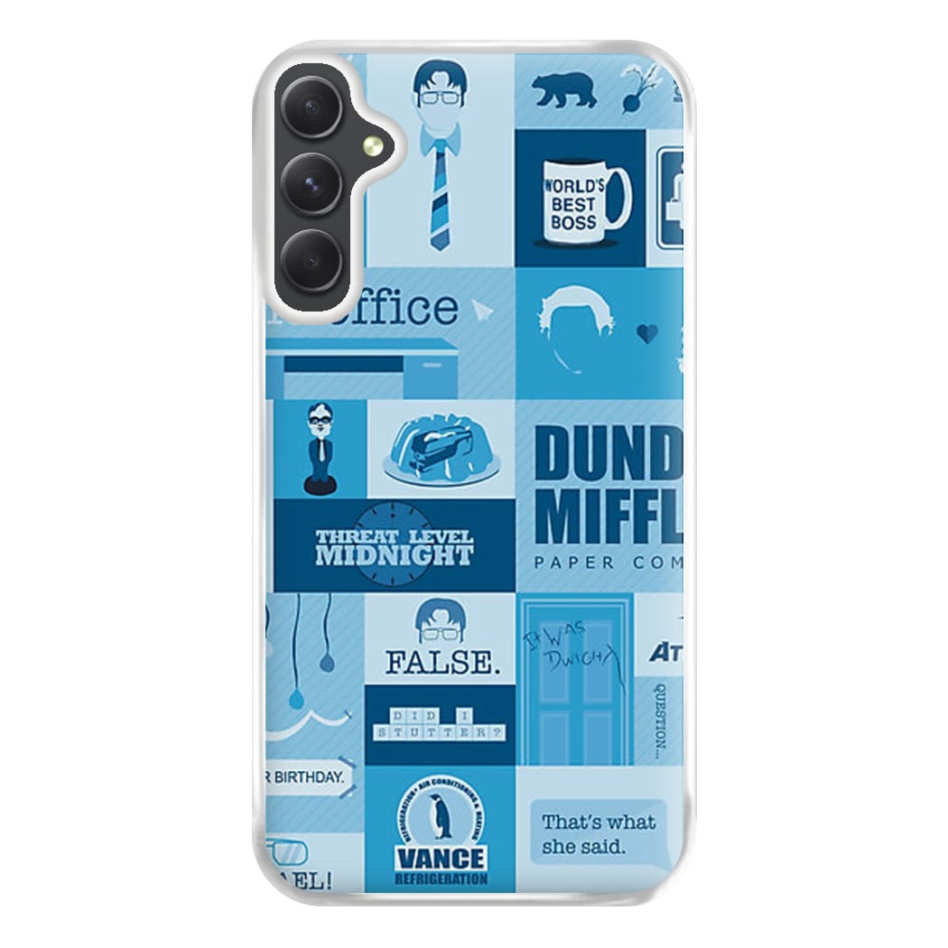 Office Blue Patchwork Phone Case for Galaxy A34