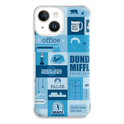 Office Blue Patchwork Phone Case for iPhone 14