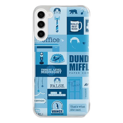 Office Blue Patchwork Phone Case for Galaxy S23FE