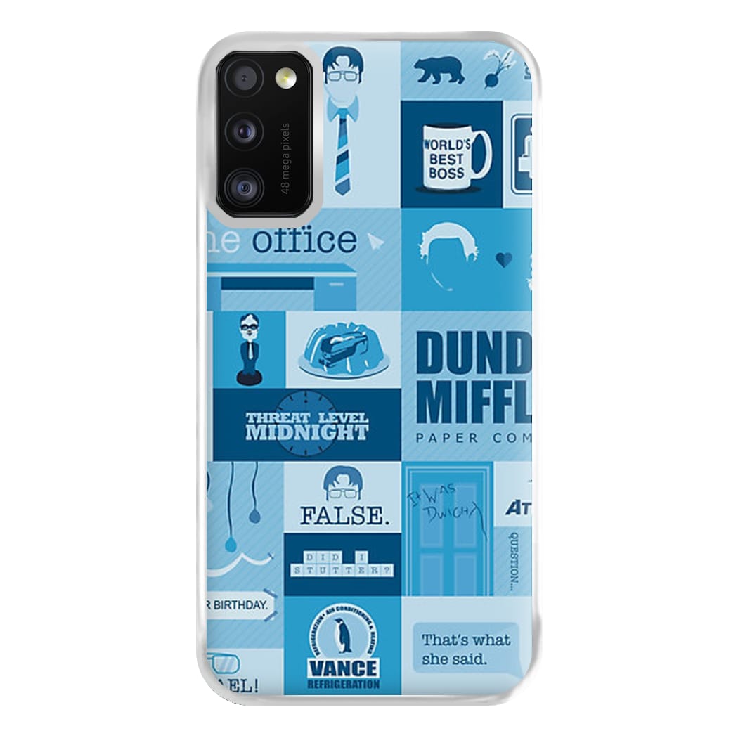 Office Blue Patchwork Phone Case for Galaxy A41