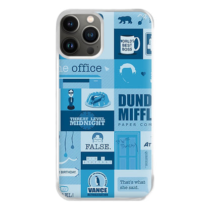 Office Blue Patchwork Phone Case for iPhone 13 Pro Max