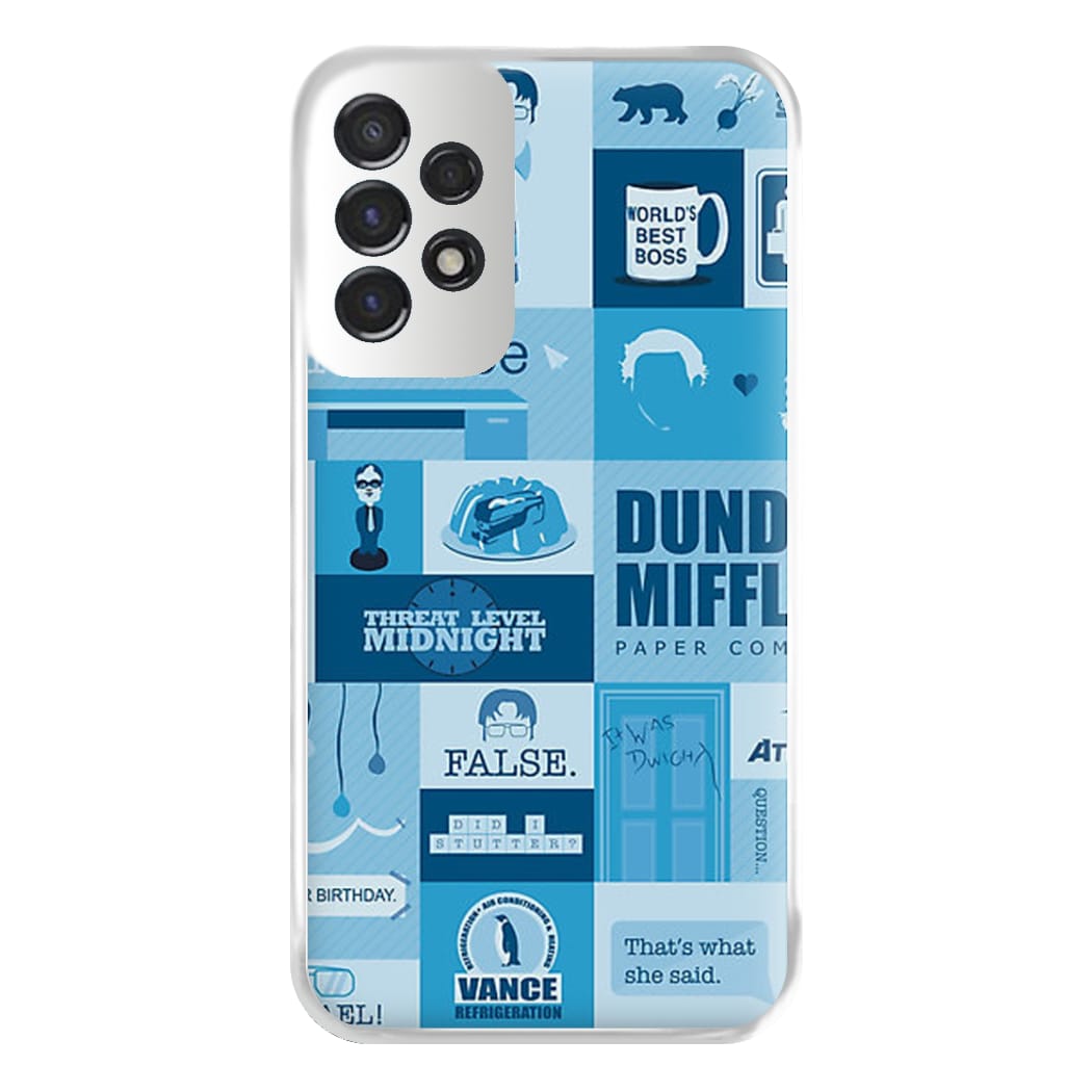 Office Blue Patchwork Phone Case for Galaxy A53