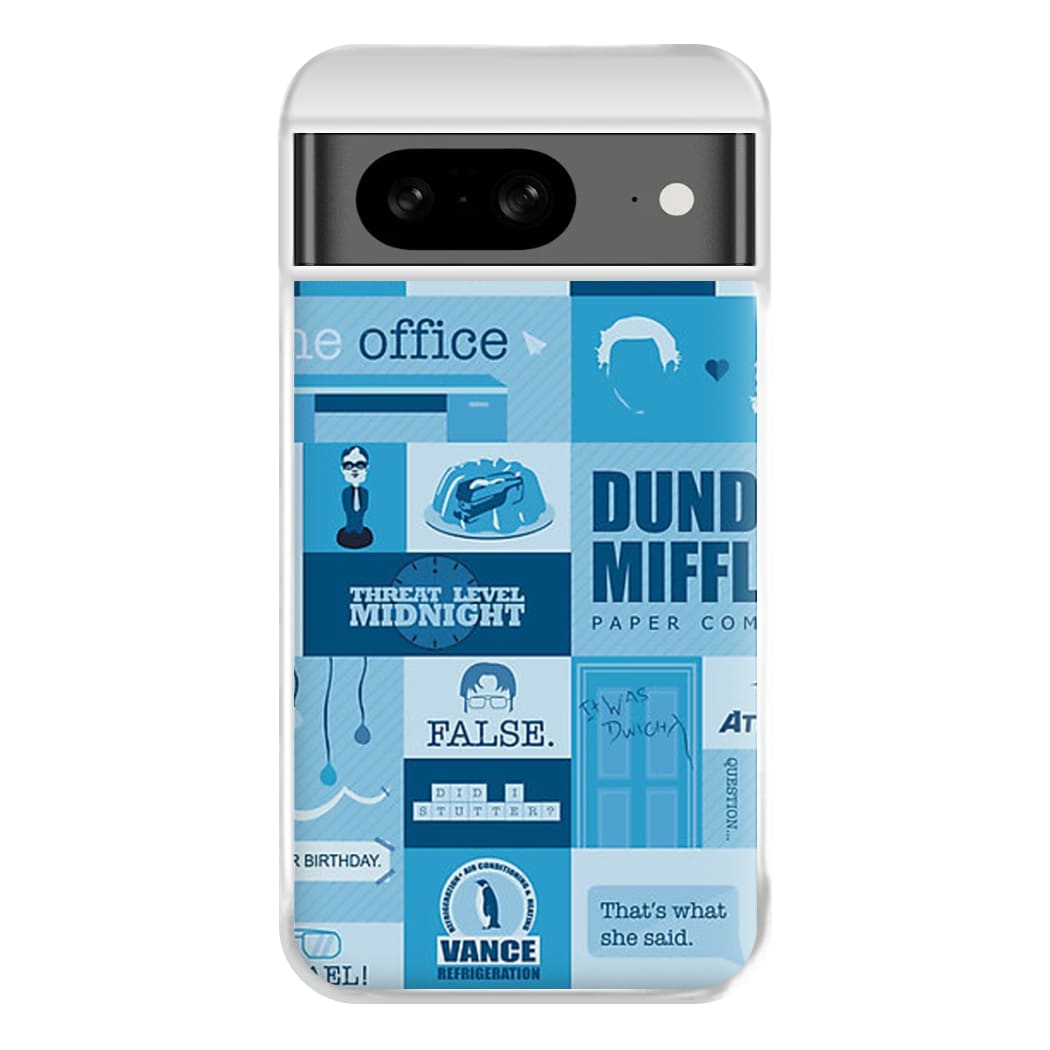 Office Blue Patchwork Phone Case for Google Pixel 8