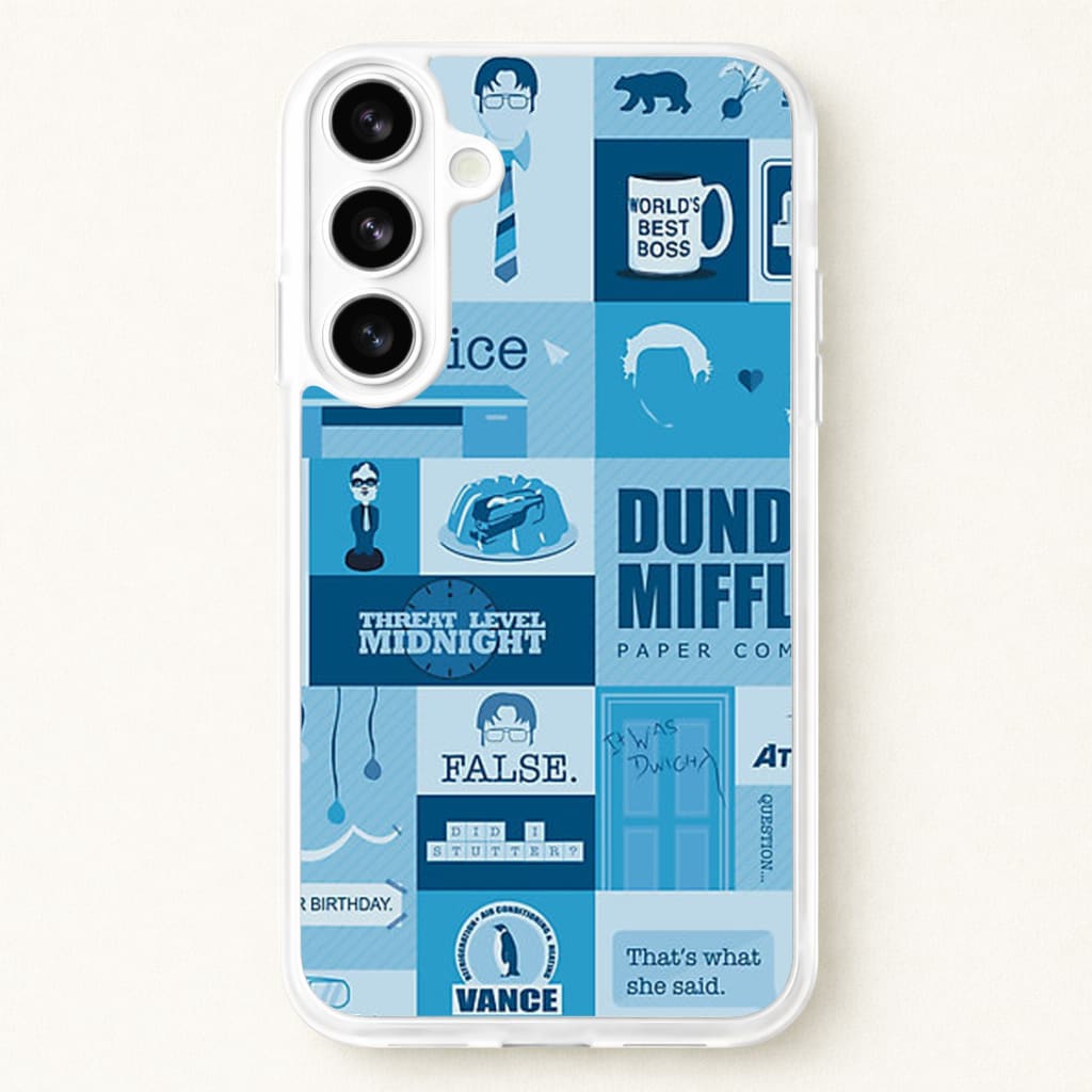 Office Blue Patchwork Phone Case for Galaxy S26