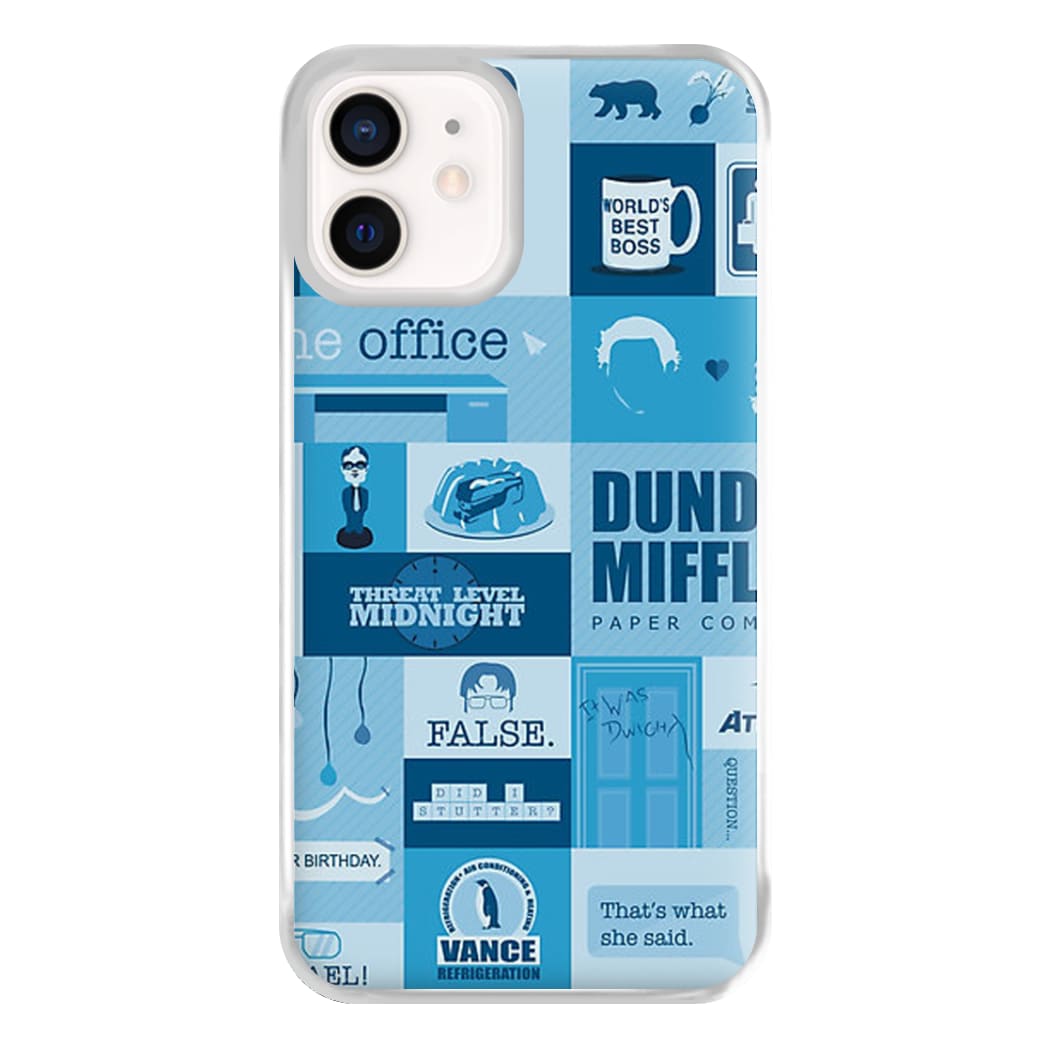 Office Blue Patchwork Phone Case for iPhone 13 Mini