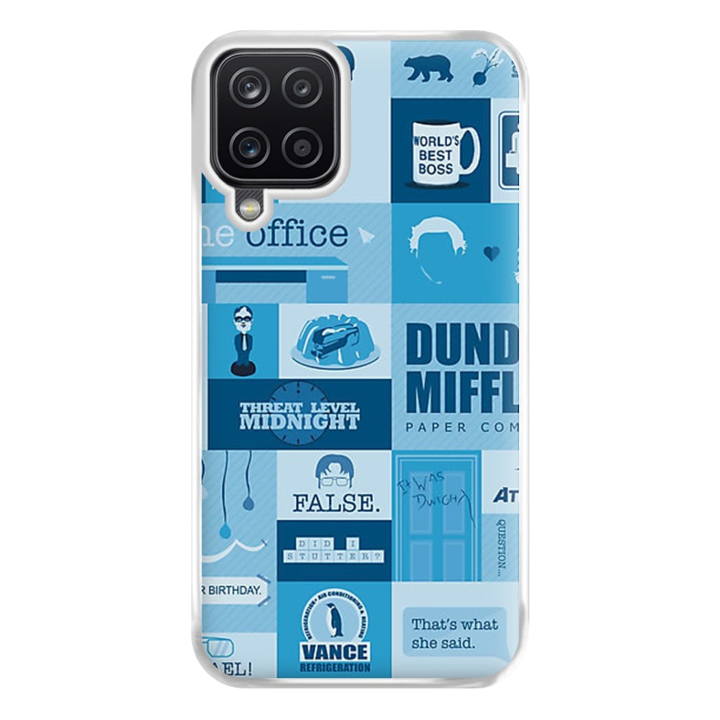 Office Blue Patchwork Phone Case for Galaxy A12