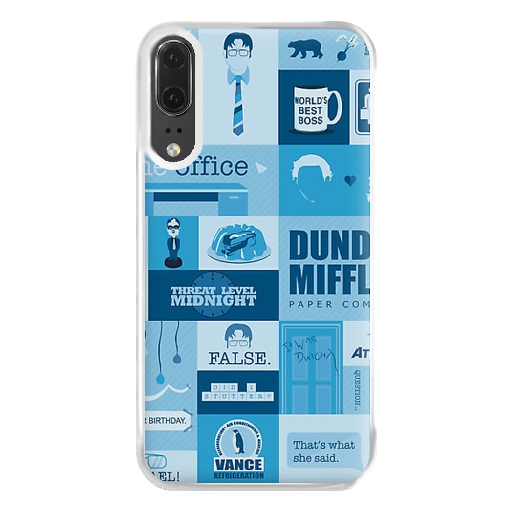 Office Blue Patchwork Phone Case for Huawei P20