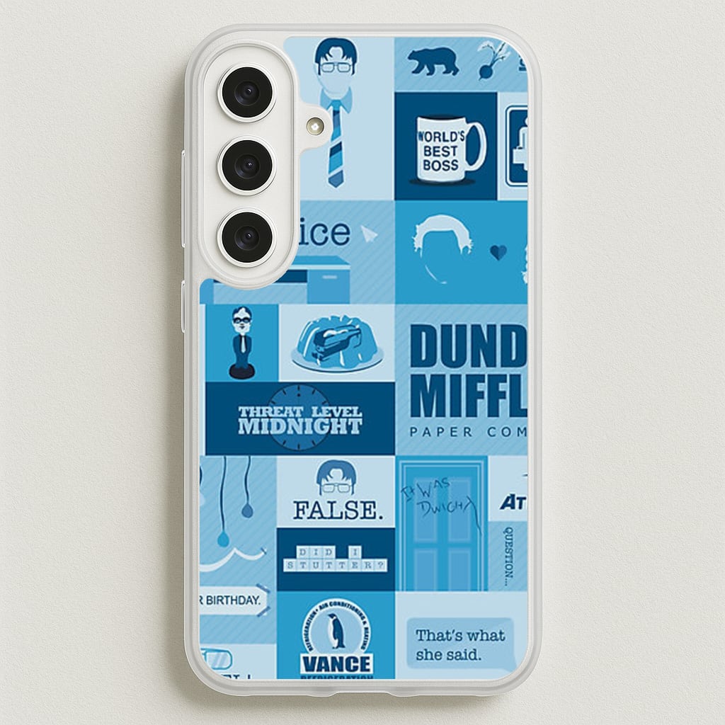 Office Blue Patchwork Phone Case for Galaxy S25FE