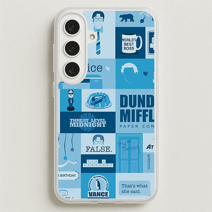Office Blue Patchwork Phone Case for Galaxy S25FE