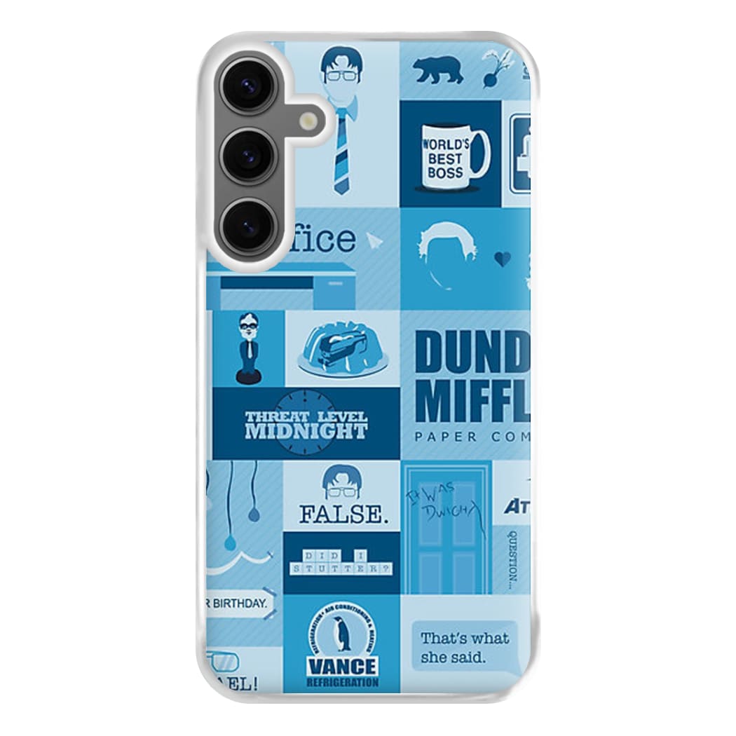 Office Blue Patchwork Phone Case for Galaxy S24FE