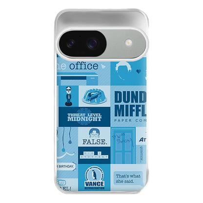 Office Blue Patchwork Phone Case for Google Pixel 9 / 9 Pro