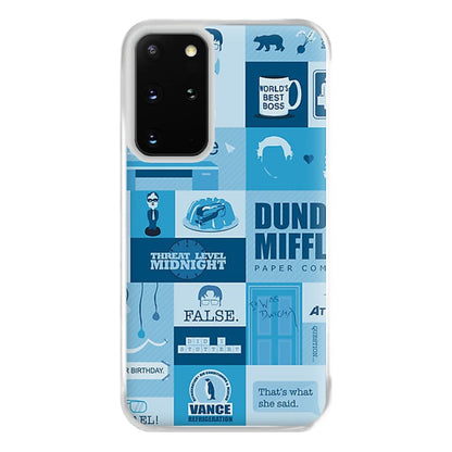 Office Blue Patchwork Phone Case for Galaxy S20 Plus