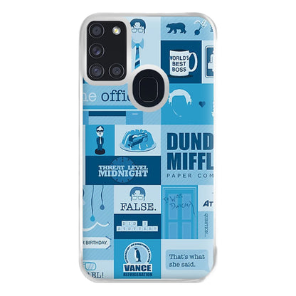 Office Blue Patchwork Phone Case for Galaxy A21s