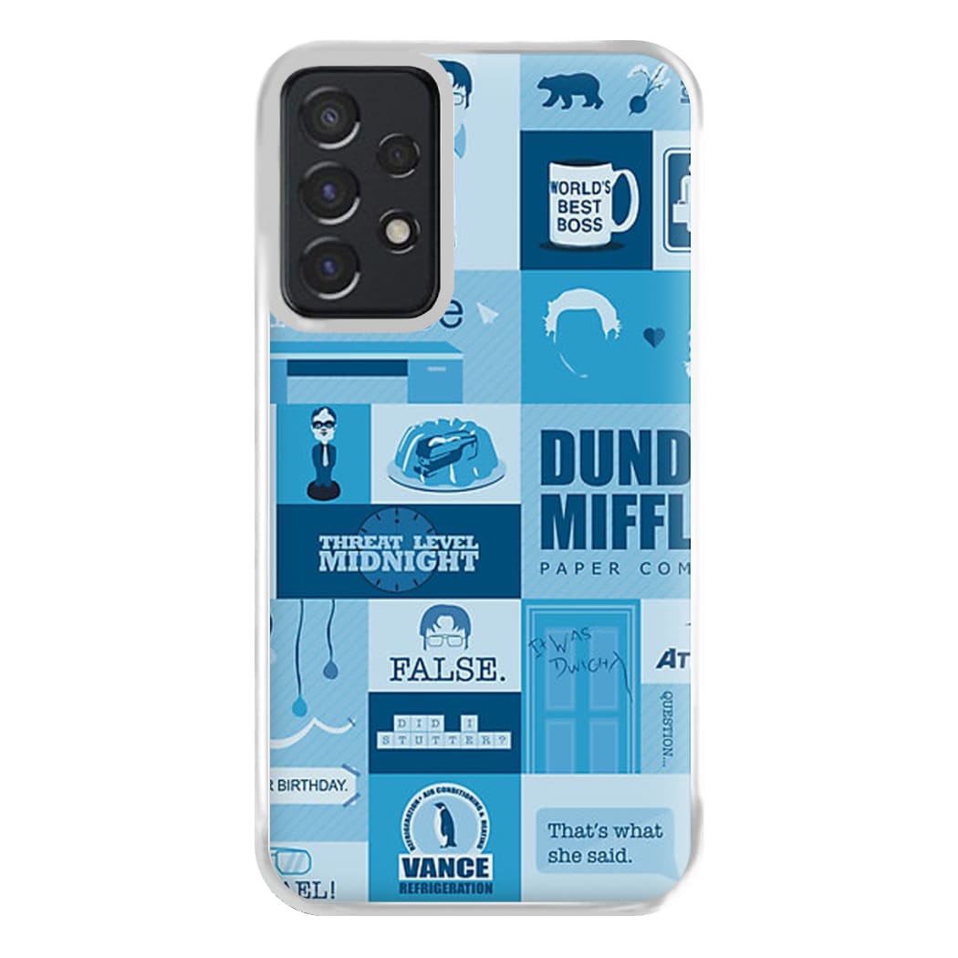 Office Blue Patchwork Phone Case for Galaxy A52 / A52s