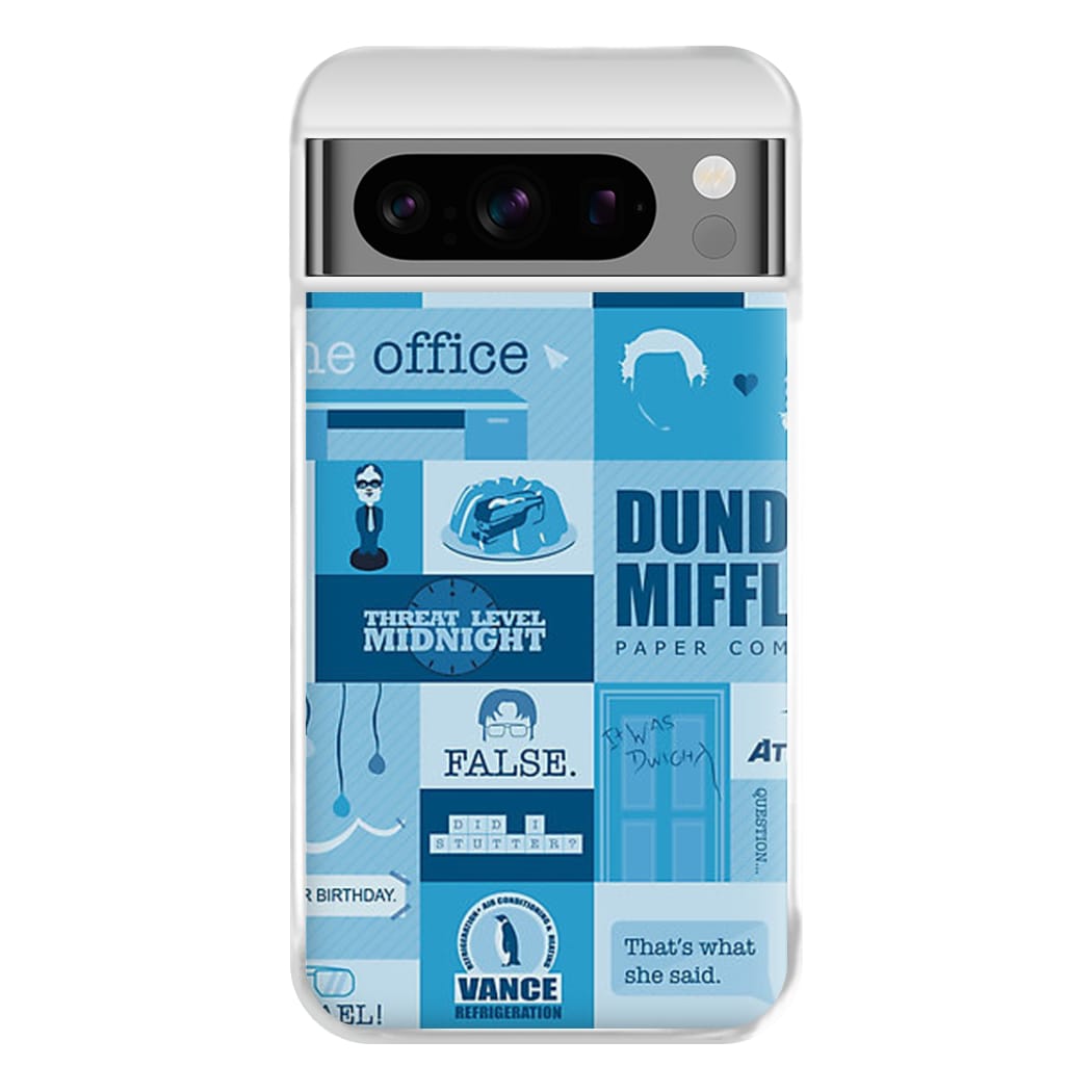 Office Blue Patchwork Phone Case for Google Pixel 8 Pro