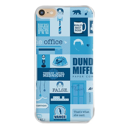 Office Blue Patchwork Phone Case for iPhone 6 Plus / 7 Plus / 8 Plus