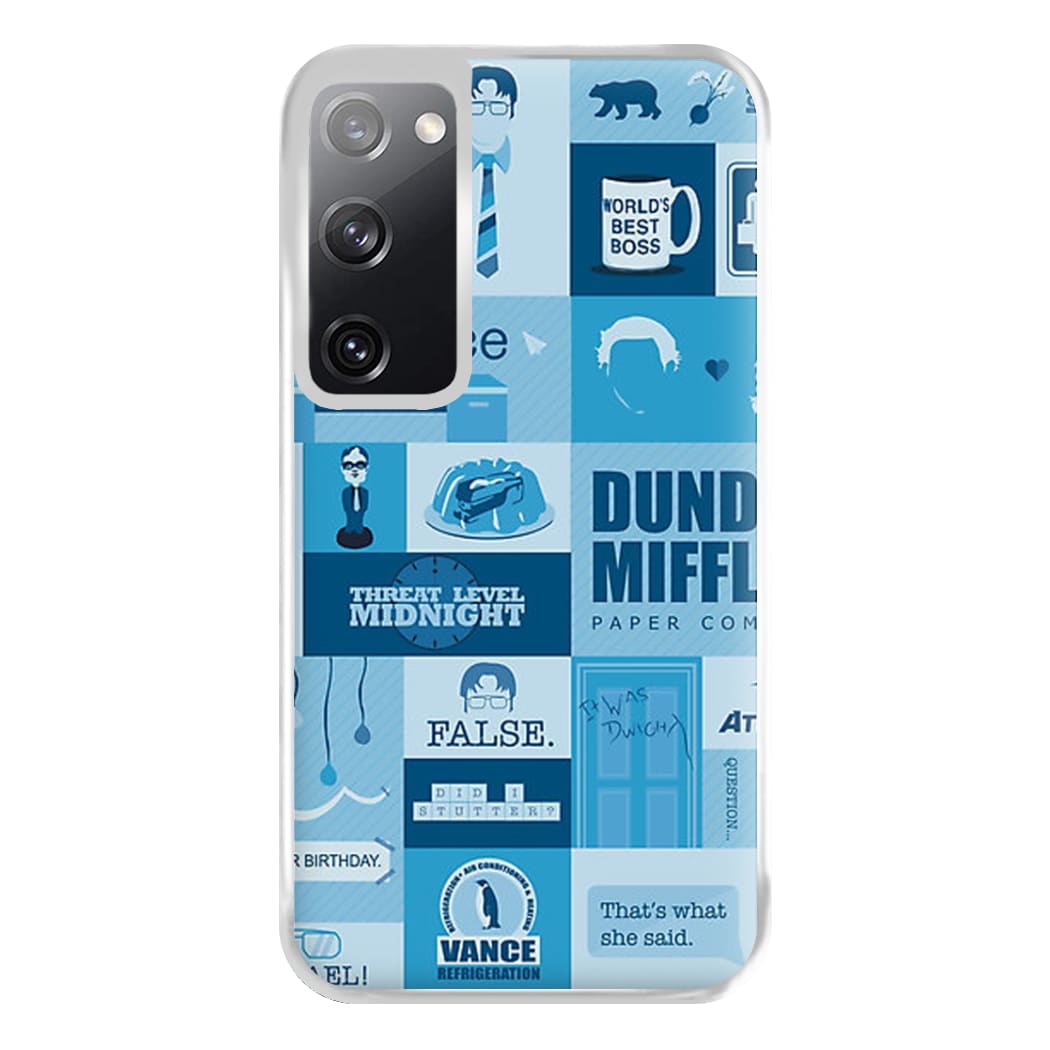 Office Blue Patchwork Phone Case for Galaxy S20