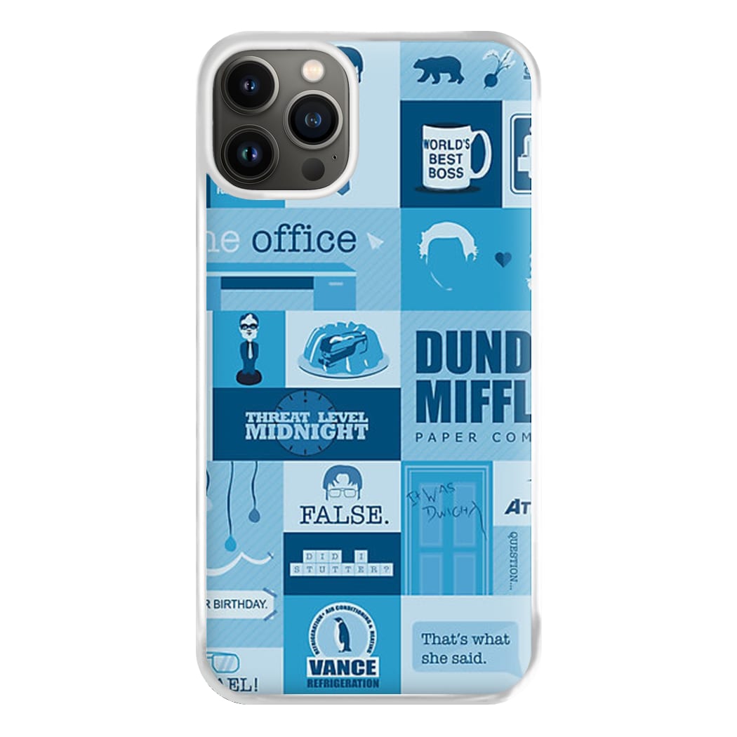 Office Blue Patchwork Phone Case for iPhone 13