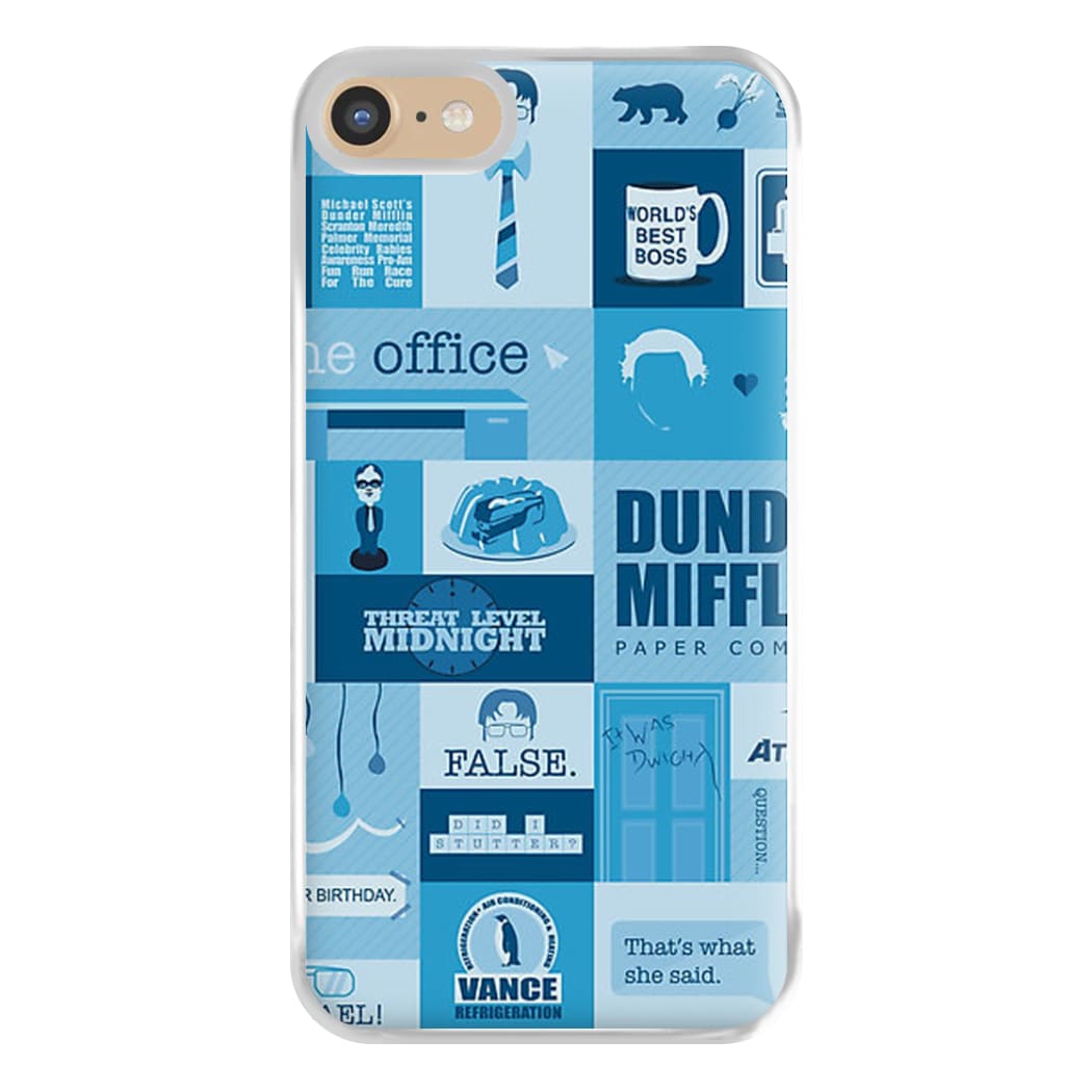 Office Blue Patchwork Phone Case for iPhone 6 / 7 / 8 / SE