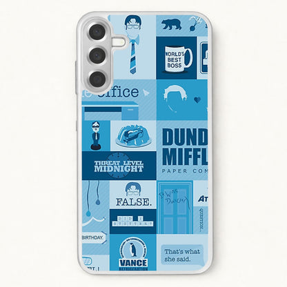 Office Blue Patchwork Phone Case for Galaxy A17