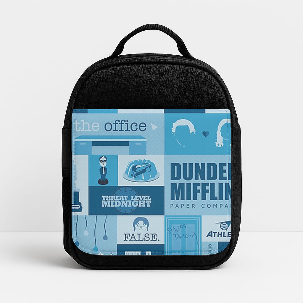 Office Blue Patchwork Insulated Lunchbox