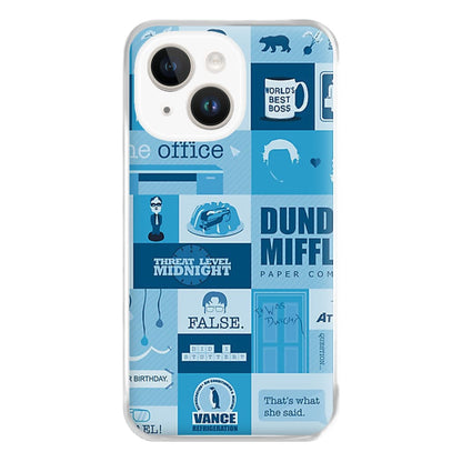 Office Blue Patchwork Phone Case for iPhone 14 Plus