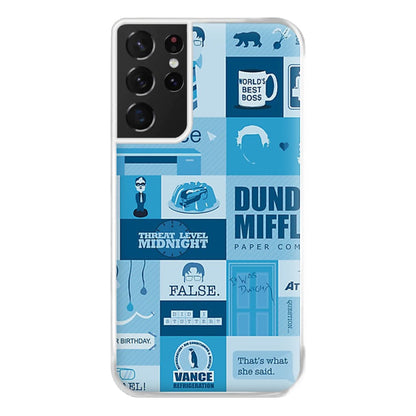 Office Blue Patchwork Phone Case for Galaxy S21 Ultra