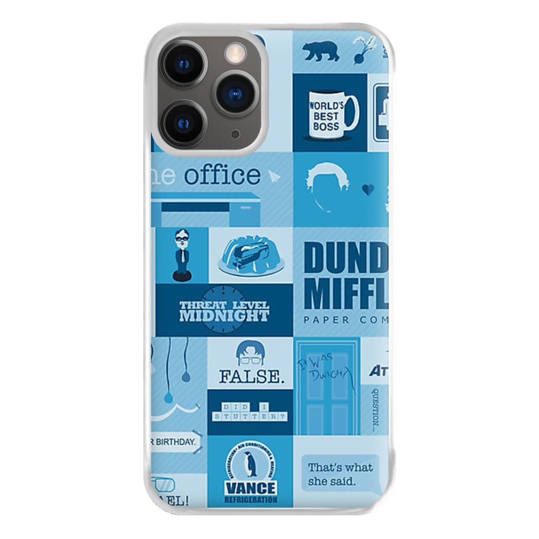 Office Blue Patchwork Phone Case for iPhone 12 Pro Max