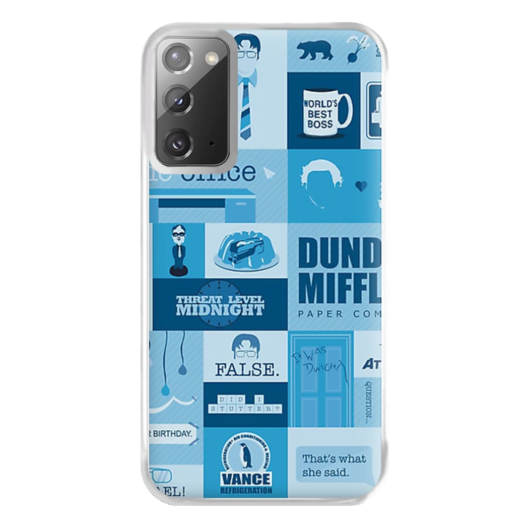 Office Blue Patchwork Phone Case for Galaxy Note 20 Ultra