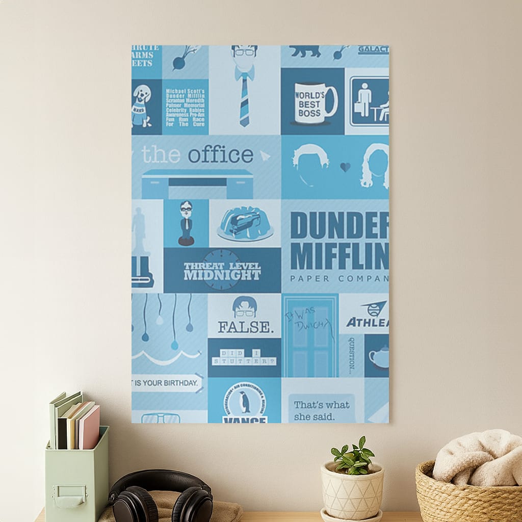Office Blue Patchwork Poster