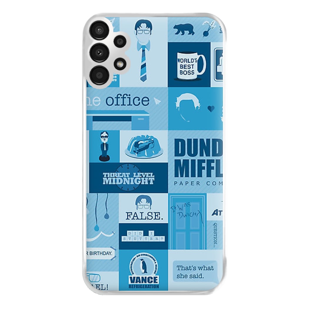 Office Blue Patchwork Phone Case for Galaxy A13