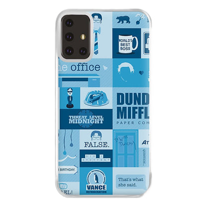 Office Blue Patchwork Phone Case for Galaxy A71