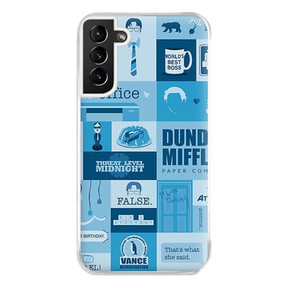 Office Blue Patchwork Phone Case for Galaxy S21 Plus