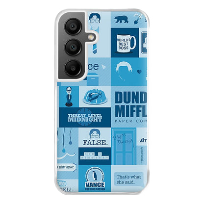 Office Blue Patchwork Phone Case for Galaxy A55