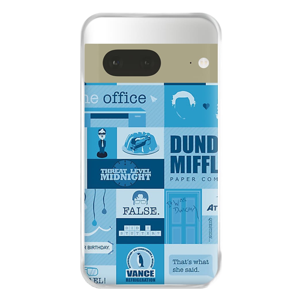 Office Blue Patchwork Phone Case for Google Pixel 7a