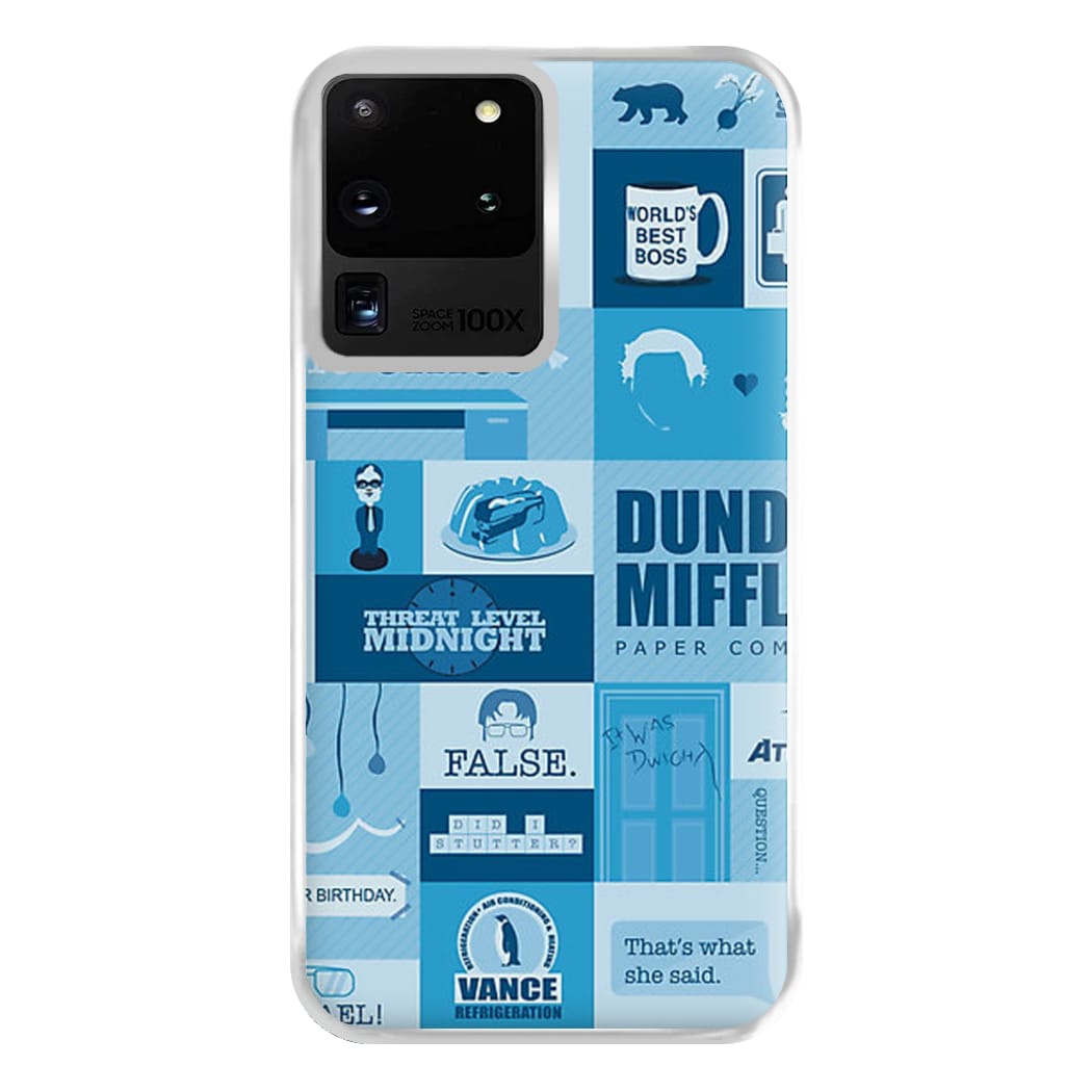 Office Blue Patchwork Phone Case for Galaxy S20 Ultra