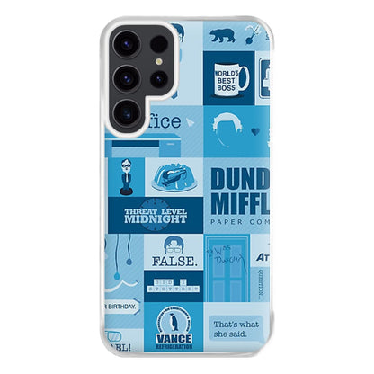 Office Blue Patchwork Phone Case for Galaxy S23 Ultra