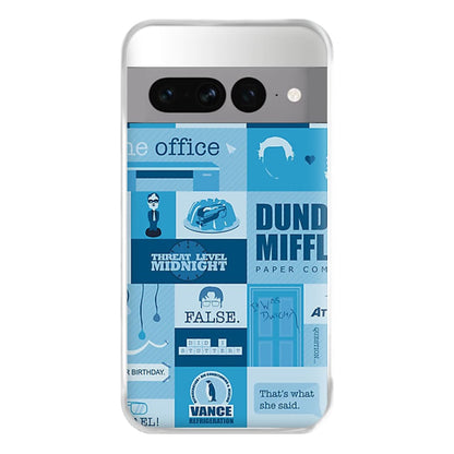 Office Blue Patchwork Phone Case for Google Pixel 7 Pro