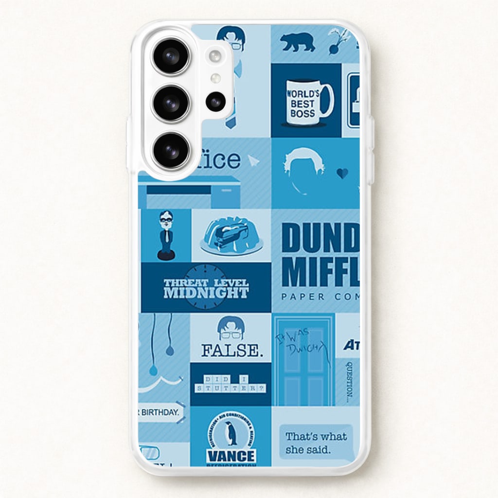 Office Blue Patchwork Phone Case for Galaxy S26 Ultra