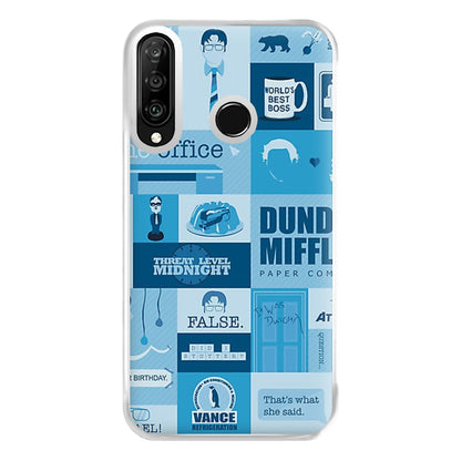 Office Blue Patchwork Phone Case for Huawei P30 Lite