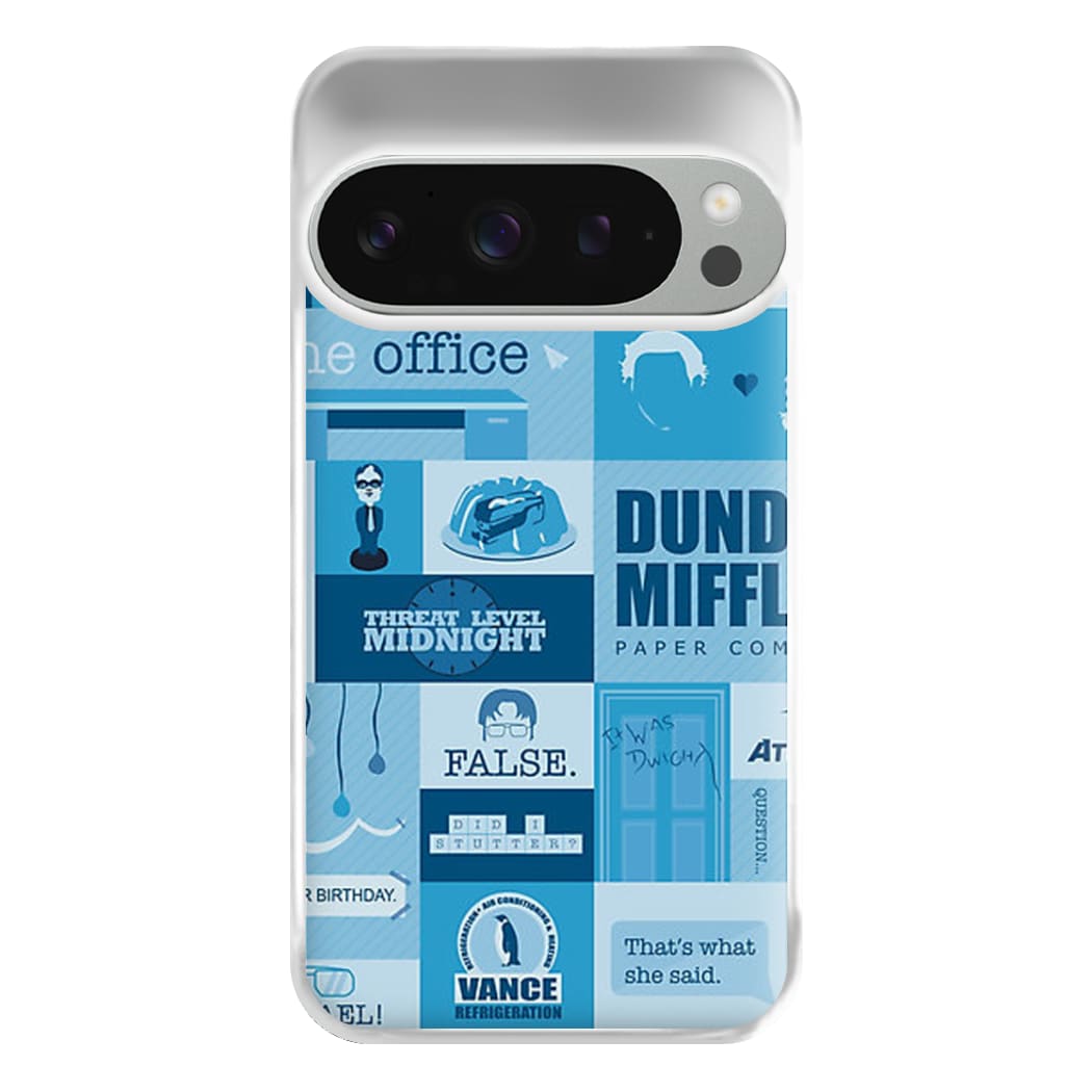 Office Blue Patchwork Phone Case for Google Pixel 9 Pro XL