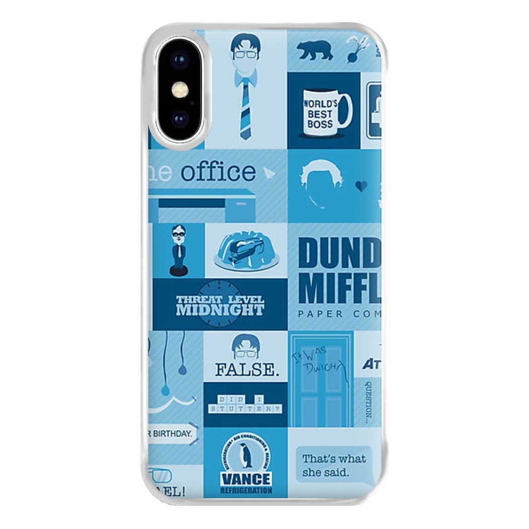 Office Blue Patchwork Phone Case for iPhone XS Max