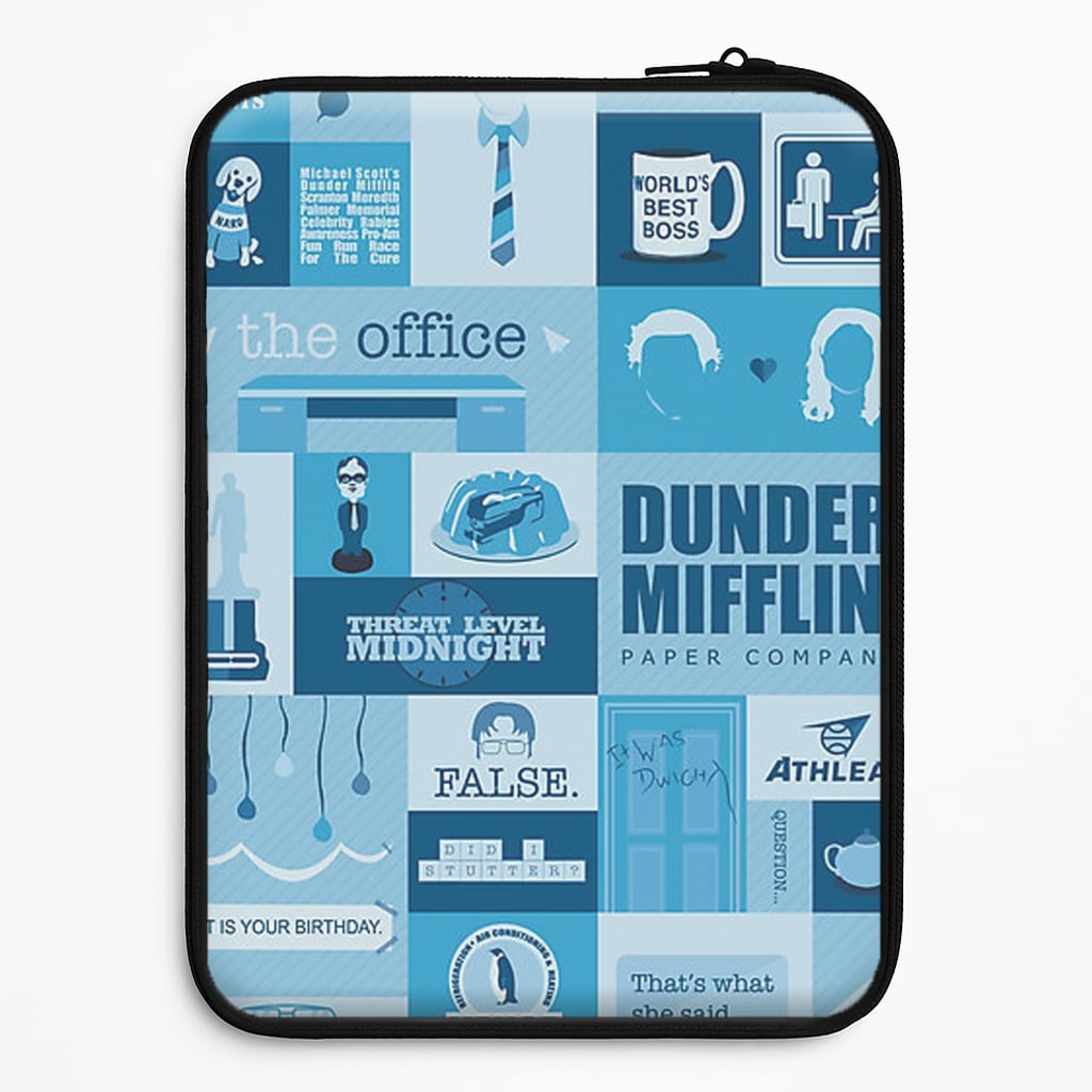Office Blue Patchwork Laptop Sleeve