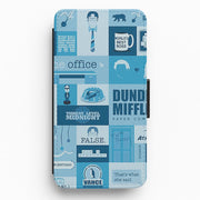Office Blue Patchwork Flip / Wallet Phone Case 1