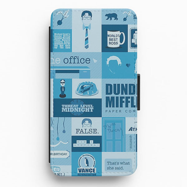 Office Blue Patchwork Flip / Wallet Phone Case