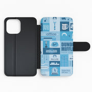 Office Blue Patchwork Flip / Wallet Phone Case 2