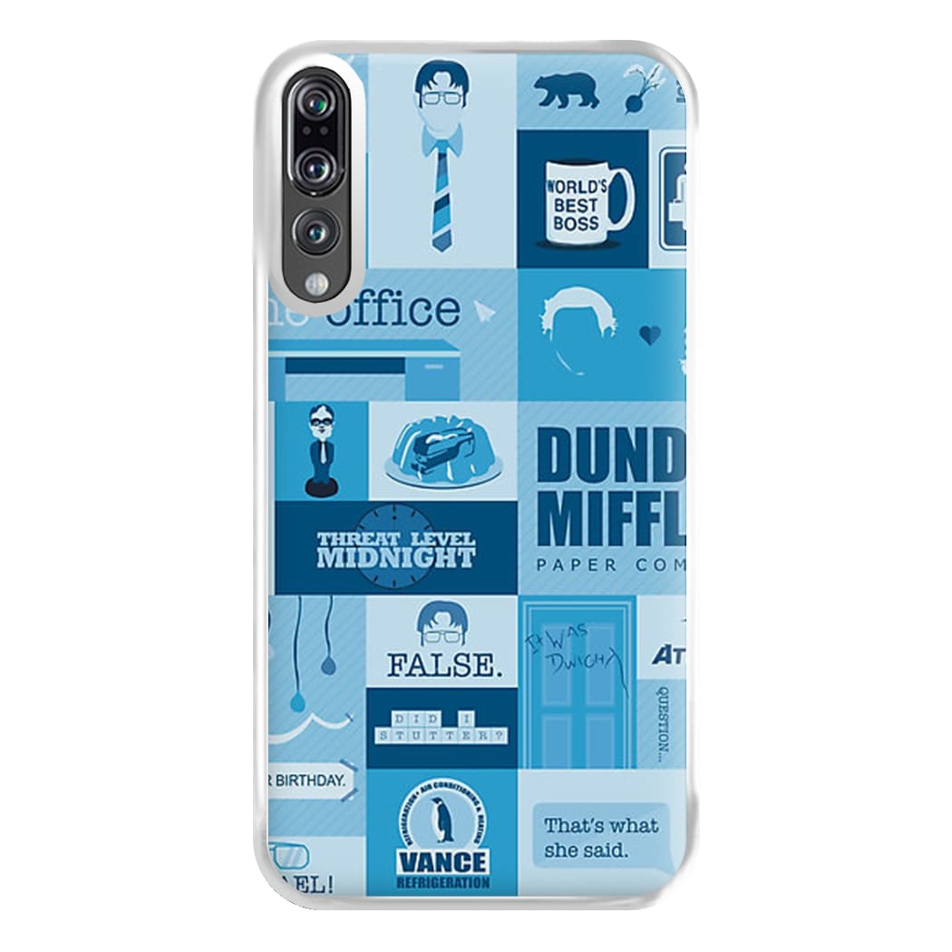 Office Blue Patchwork Phone Case for Huawei P20 Pro