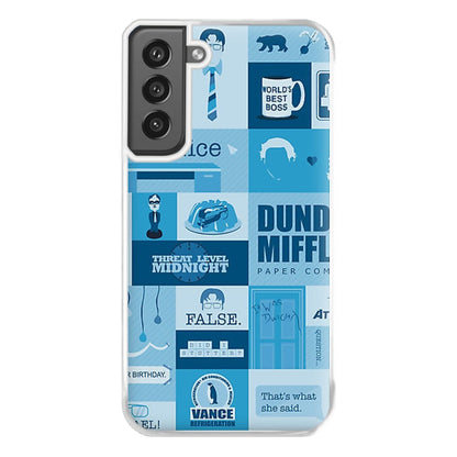 Office Blue Patchwork Phone Case for Galaxy S21FE